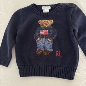 Ralph Lauren Kids Navy Sweater with Bear Motif